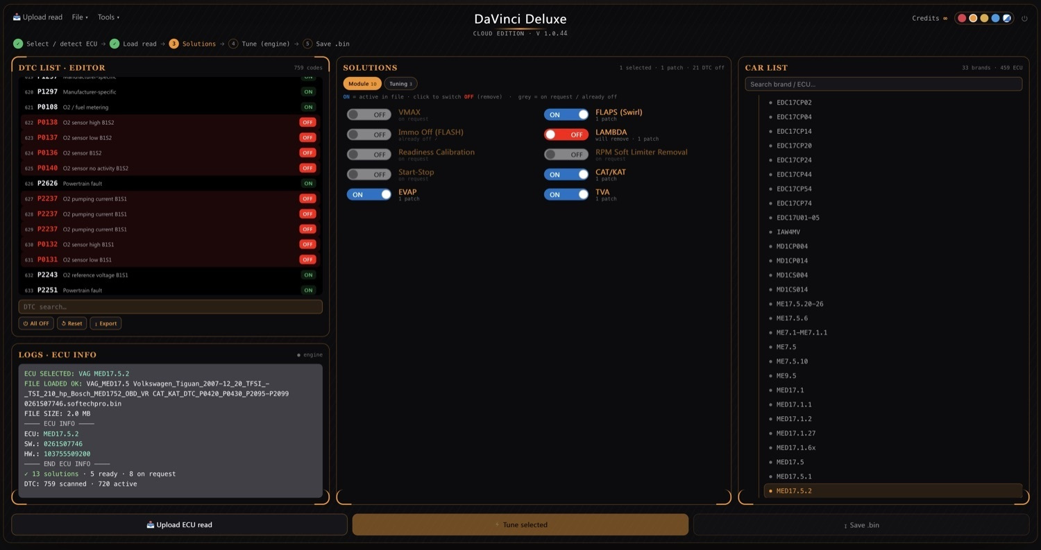 DaVinci Deluxe Cloud Edition V1.0.44 interface